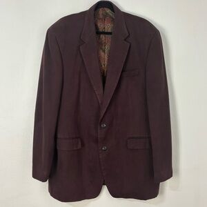 Vtg Lauren‎ Ralph Lauren Mens Eggplant Faux Suede Paisley Lined Blazer Size 46L